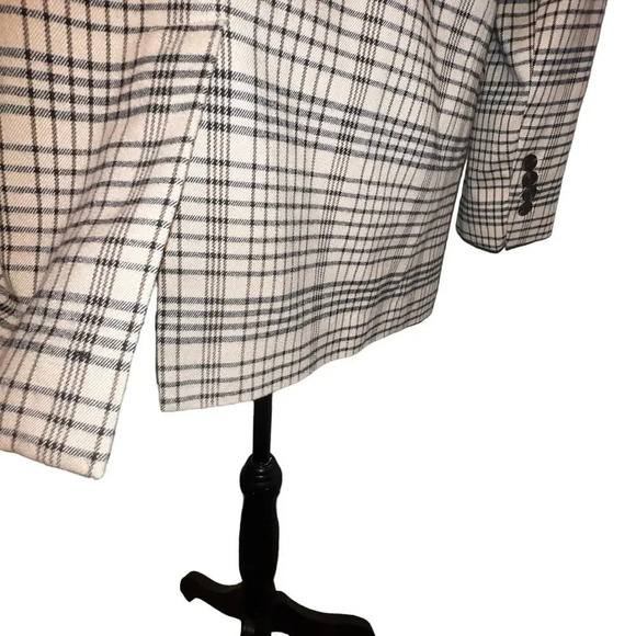 MNG Mango, S, tan black plaid long sleeve single button padded knit blazer  - Picture 8 of 11